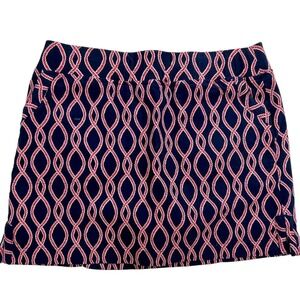 CROWN AND IVY Sport Blue Red Skort Skirt Size 10 Petite Tennis Golf Stretch